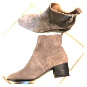 Gray suede booties